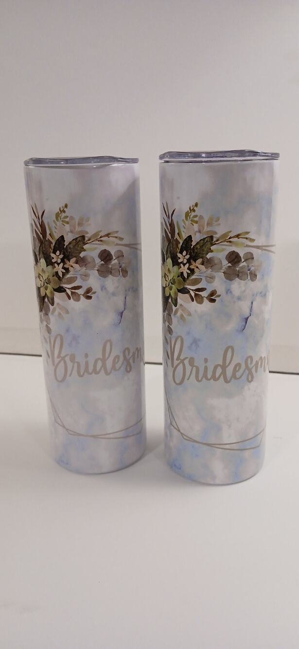 Bridesmaid Tumbler Gift Hydrangeas and Greenery Tall Lidded Wine Glass 12oz